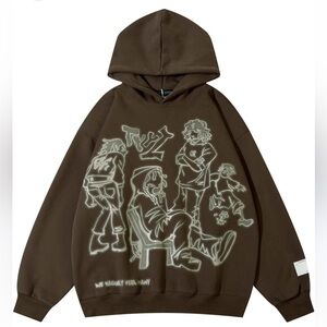 Brown Graphic Hoodie, small, Rapidstreet